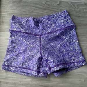 Liquido Purple and White Patterned Bike Shorts